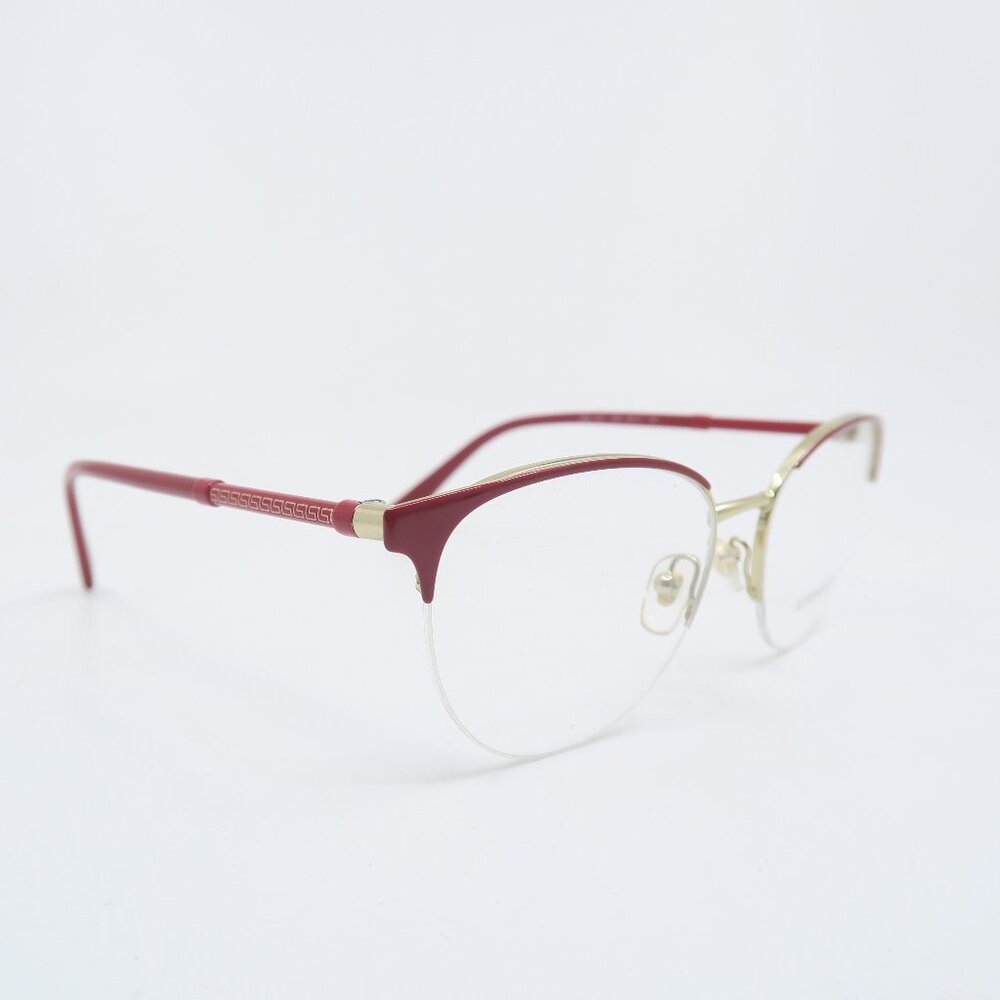 Versace MOD. 1247 1408 52mm Red and Gold Semi Rimless, New Women's Eyeglasses. - Picture 1 of 8